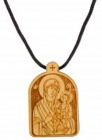 Образ нательный деревянный с гайтаном Пресвятая Богородица "Тихвинская"