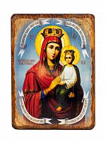 Икона Божией Матери "Споручница грешных" на состаренном дереве 170х130 мм 
