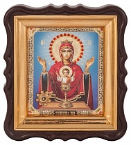 Икона Божией Матери "Неупиваемая Чаша" с мощевиком, в фигурной рамке 