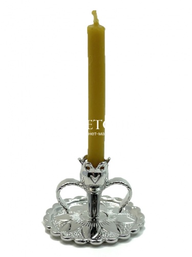 Подсвечник церковный металлический серебро с ручками, подсвечник для свечи религиозный, d - 8 мм под свечу (Арт. 19663) фото 4