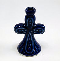 Подсвечник Крест керамический, синий