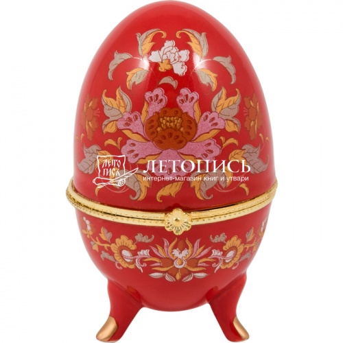 Шкатулка в форме "яйца" керамическая, с росписью