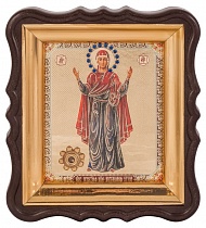Икона  Божией Матери "Нерушимая Стена"с мощевиком, в фигурной рамке 