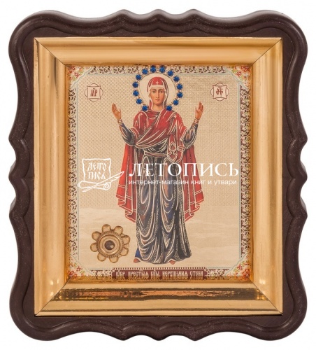 Икона  Божией Матери "Нерушимая Стена"с мощевиком, в фигурной рамке  фото 2
