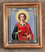 Икона святой Великомученник Пантелеимон (двойное тиснение, 155х130 мм, арт.17149)