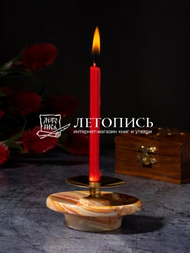 Подсвечник декоративный из оникса 6х4 см с иглой для свечей фото 4