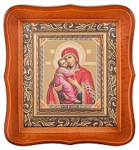 Икона Божией Матери "Владимирская" в фигурной деревянной рамке