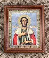 Икона Александр Невский, святой благоверный (двойное тиснение, 155х130 мм, арт. 17178)