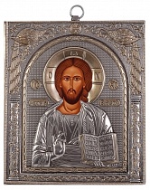 Икона "Господь Вседержитель" (в окладе, серебрение)