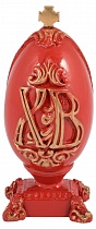 Яйцо "Пасхальное" из жидкого камня с иконой "Воскресение Христово" украшенное росписью и резьбой