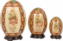 Пасхальный набор из трех декоративных керамических яиц на подставке
