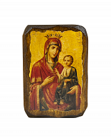Икона Божией Матери "Иверская" на состаренном дереве 100х70 мм 