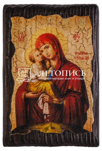 Икона Божией Матери "Почаевская" на состаренном дереве и холсте (арт. 12862)