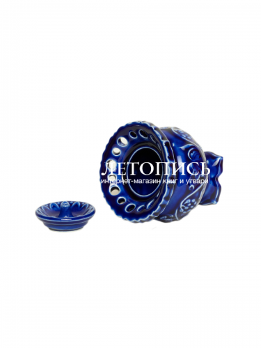 Лампада настольная керамическая "Виноградная лоза" синяя, размер - 7 см х 6,5 см фото 2