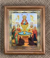 Икона Божией Матери "Живоносный Источник" (двойное тиснение, 155х130 мм, арт. 17180)