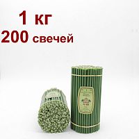 Свечи восковые Медово - янтарные зеленые № 80, 1 кг (церковные, содержание пчелиного воска не менее 50%)