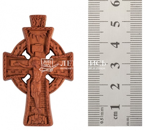 Крест "Новгородский" нательный из дерева (50х30 мм) (арт. 10013) фото 2