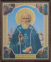 Икона "Святой преподобный Сергий Радонежский, чудотворец" (оргалит, 120х100 мм)
