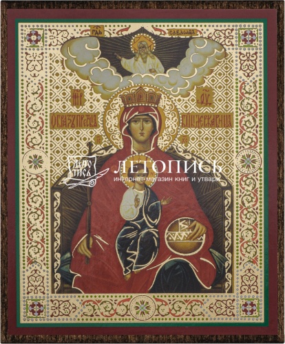 Икона Божией Матери "Державная" (на дереве с золотым тиснением, 80х60 мм)