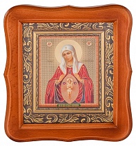Икона Божией Матери "Помощница в родах" в фигурной деревянной рамке