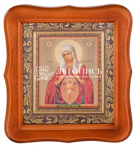 Икона Божией Матери "Помощница в родах" в фигурной деревянной рамке фото 2