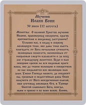 Икона "Святой мученик Иоанн Воин" (ламинированная с золотым тиснением, 80х60 мм)