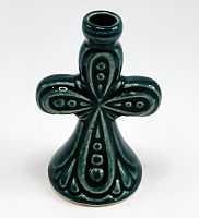 Подсвечник Крест керамический, зеленый