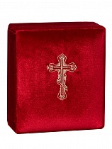 Складень венчальный, красный бархат (с вышитым крестом) (арт. 20231)