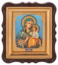 Икона  Божией Матери "Неувядаемый Цвет" с мощевиком, в фигурной рамке 