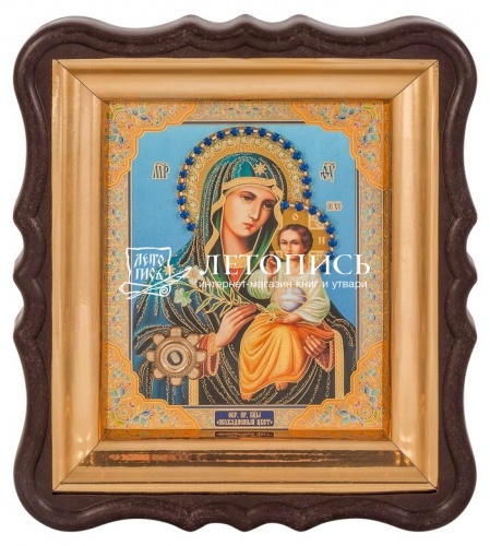 Икона  Божией Матери "Неувядаемый Цвет" с мощевиком, в фигурной рамке  фото 2