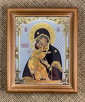 Икона Пресвятая Богородица "Владимирская" (двойное тиснение, 155х130 мм, арт. 17229)