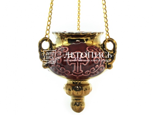 Подвесная керамическая лампада "Царская", красная (Арт. 17472)