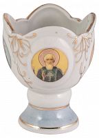 Лампада фарфор с изображением святых, покрытая эмалью с обводкой и сусальным золотом