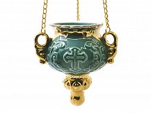 Подвесная керамическая лампада "Царская", зеленая (Арт. 17842)