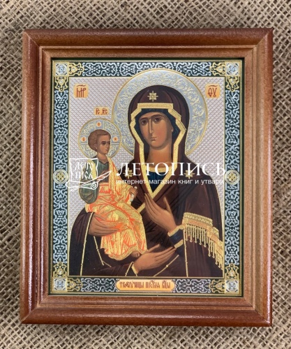 Икона Пресвятая Богородица "Троеручица" (двойное тиснение, 155х130 мм, арт. 17228)