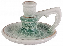 Подсвечник керамический с ручкой (цвет в ассортименте)