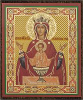 Икона Божией Матери "Неупиваемая Чаша" (на дереве с золотым тиснением, 80х60 мм)