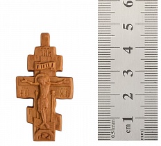 Крест нательный из дерева с распятием (40х25 мм, светлый) (арт. 10003)