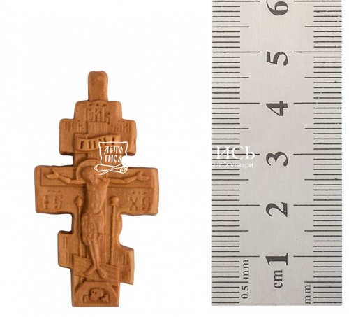 Крест нательный из дерева с распятием (40х25 мм, светлый) (арт. 10003) фото 2