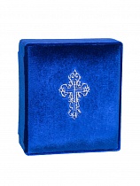 Складень венчальный, синий бархат: С вышитым крестом (арт. 20703)