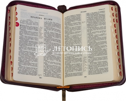 Библия в кожаном перплете на молнии, золотой обрез с указателями, канонические (арт. 13001) фото 2