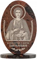 Икона "Святой Великомученик и Целитель Пантелеимон" из обсидиана