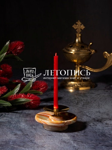 Подсвечник декоративный из оникса 6х4 см с иглой для свечей фото 3