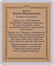 Икона "Святой апостол Андрей Первозванный" (ламинированная с золотым тиснением, 80х60 мм)