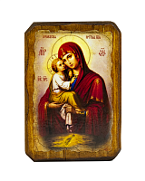 Икона Божией Матери "Почаевская" на состаренном дереве 100х70 мм 