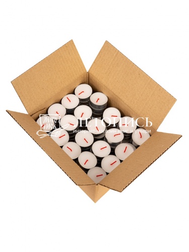 Набор парафиновых (чайных) свечей в металлической гильзе (100 шт. в упаковке) фото 5