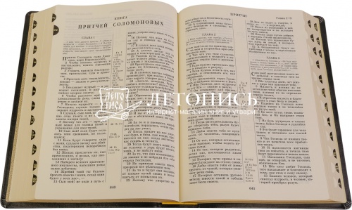 Библия в кожаном переплете, синодальный перевод, золотой обрез, футляр, выделенные красным слова Спасителя (арт.12580) фото 3