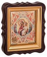 Икона  Божией Матери "Неопалимая Купина" с мощевиком, в фигурной рамке 