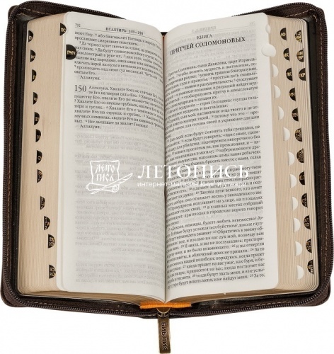 Библия в кожаном переплете на молнии, малый формат, золотой обрез (арт.09520) фото 2