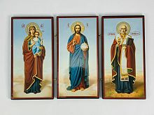 Икона-складень "Спаситель, Пресвятая Богородица, Николай Чудотворец" (арт. 17241)